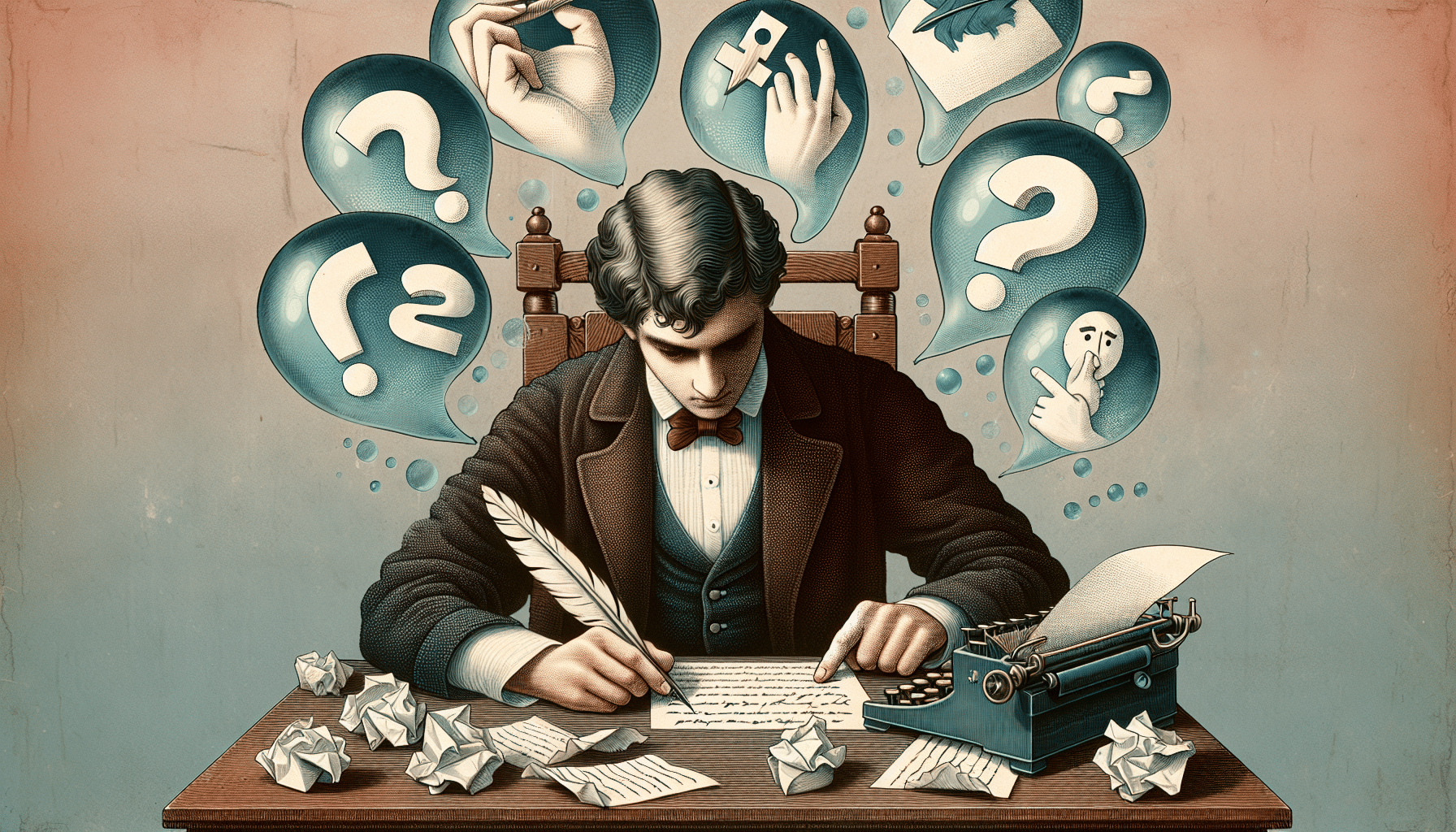 Illustration of a person crafting a written statement