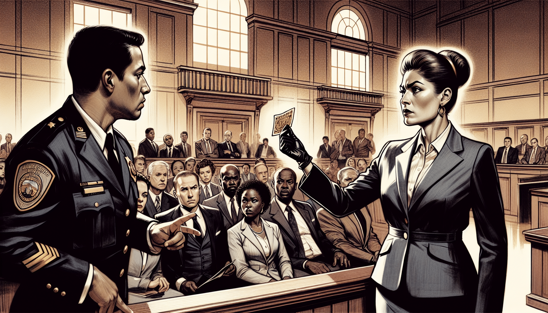 Illustration of a person disputing the officer's evidence in court