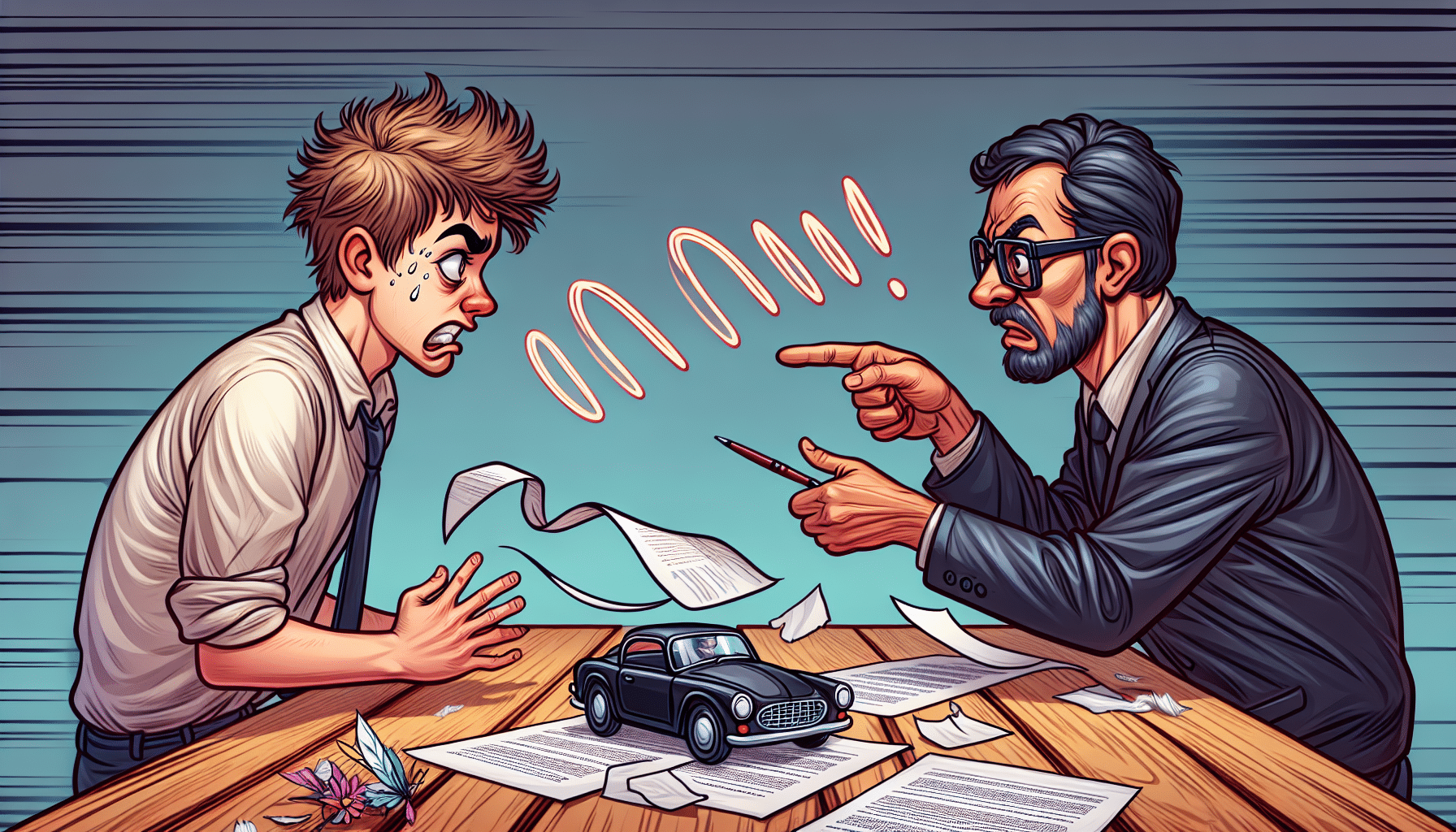 Cartoon of negotiation between offender and attorney