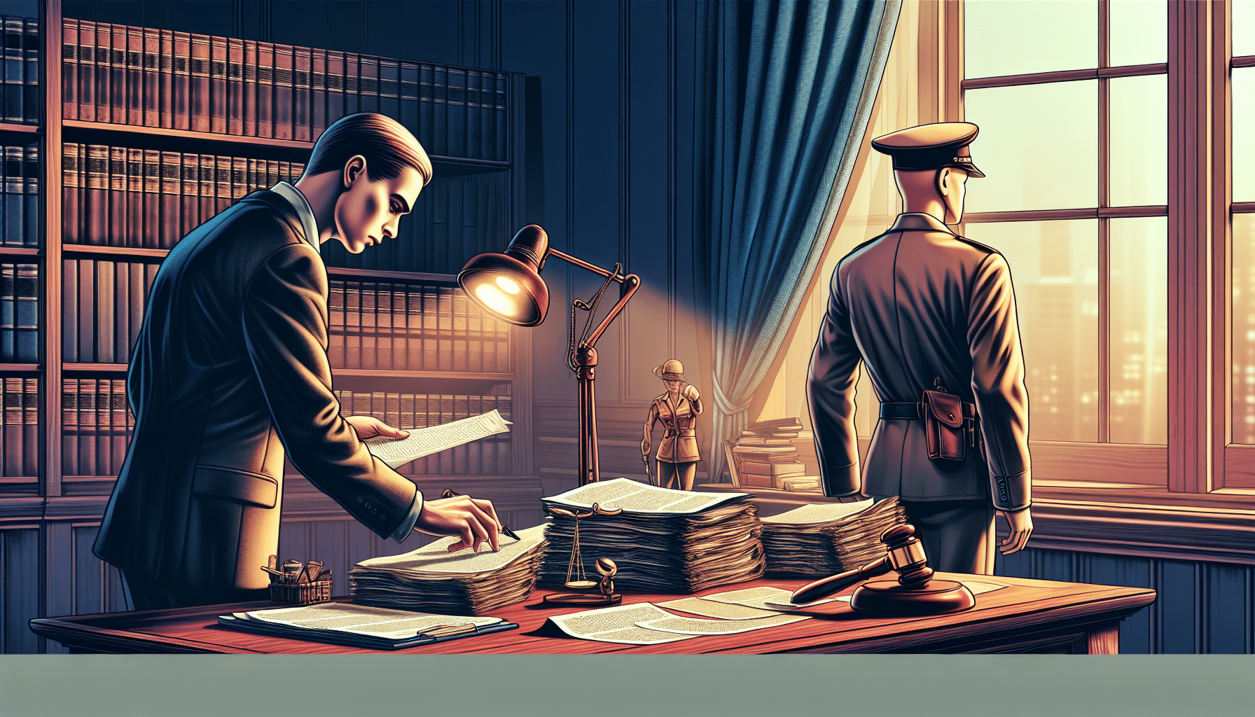 Illustration of a person preparing for a court appearance