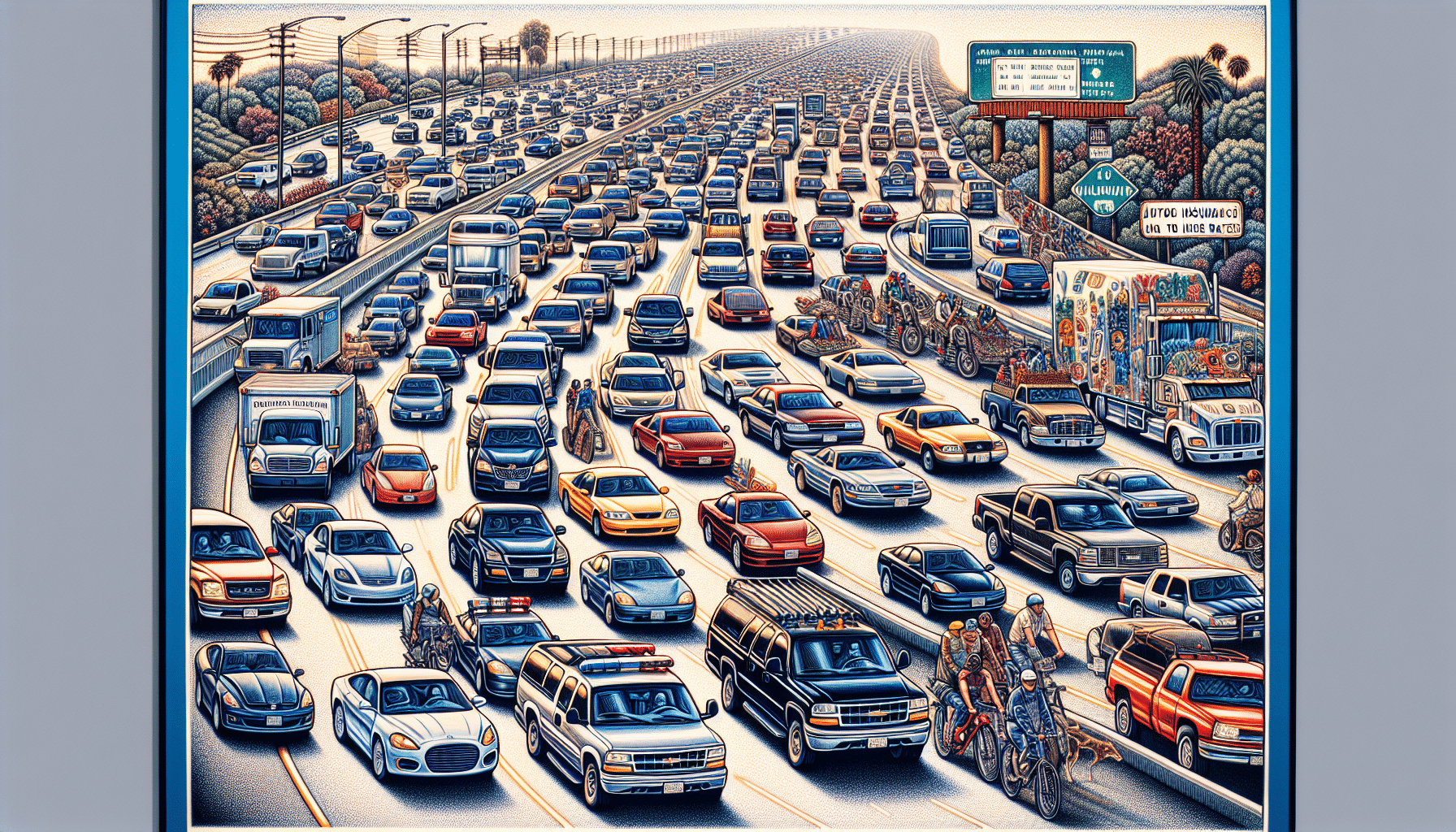 Illustration of diverse group of drivers on a road