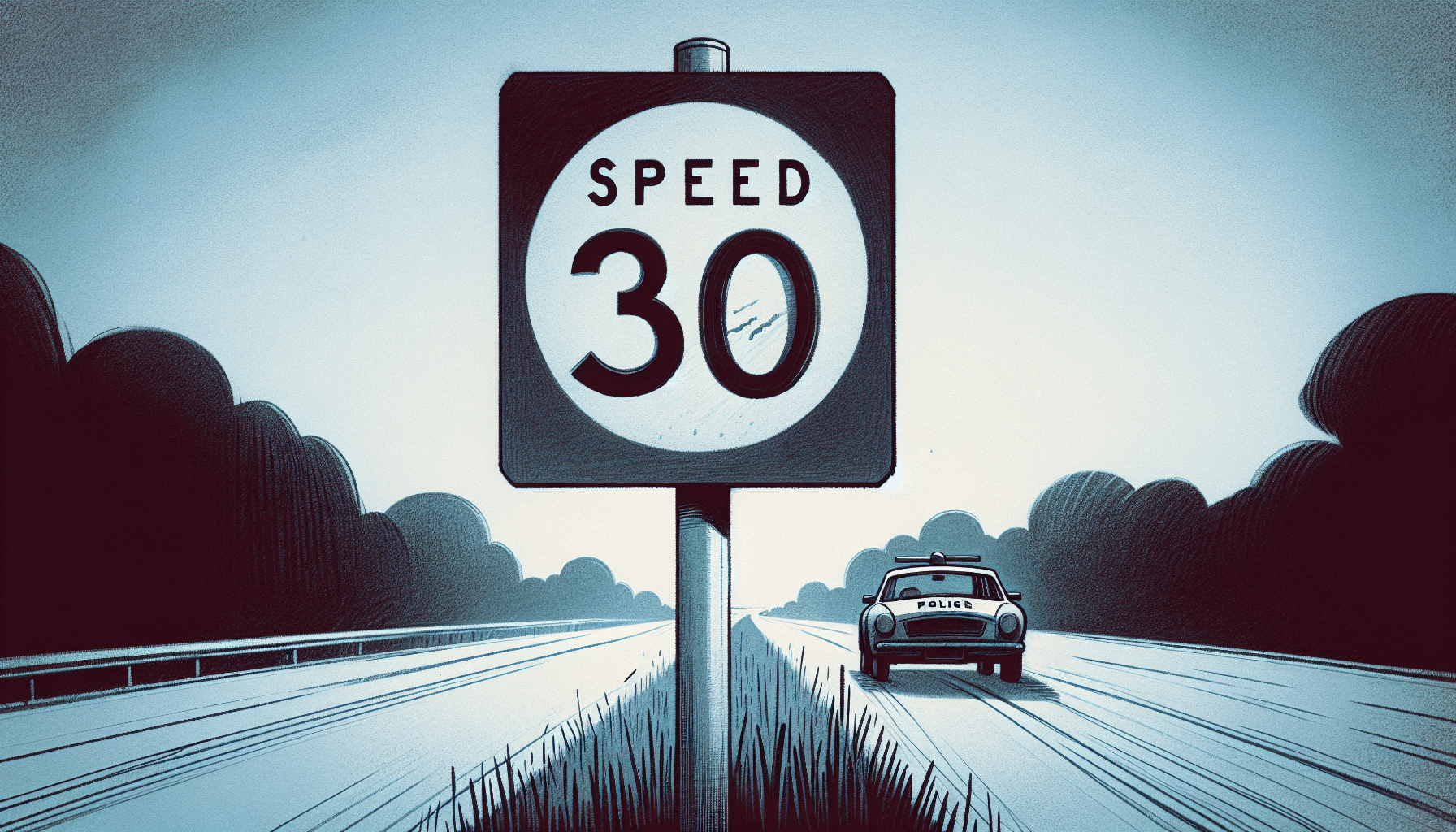 Speed limit sign on the road