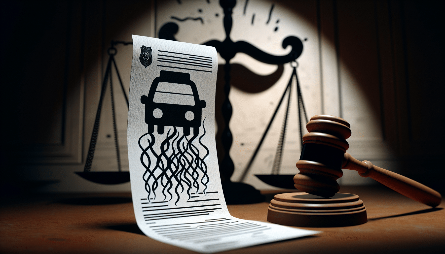 Illustration of a speeding ticket with a gavel