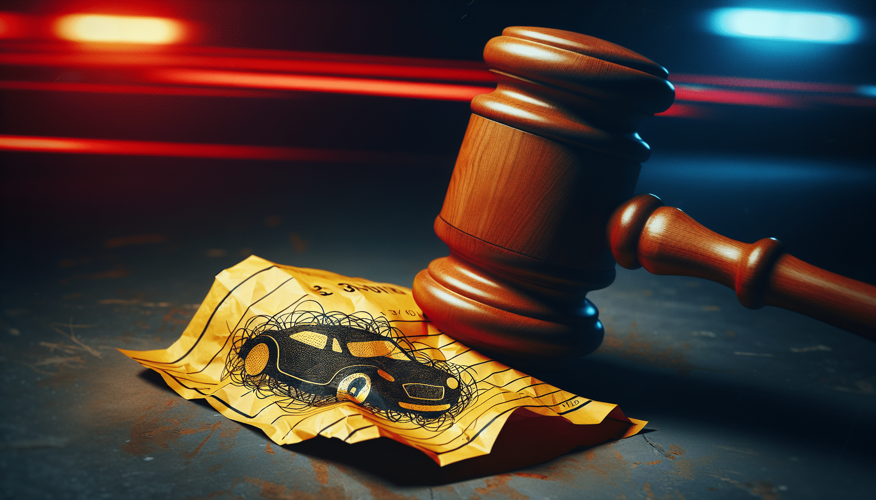 Illustration of a speeding ticket and a gavel