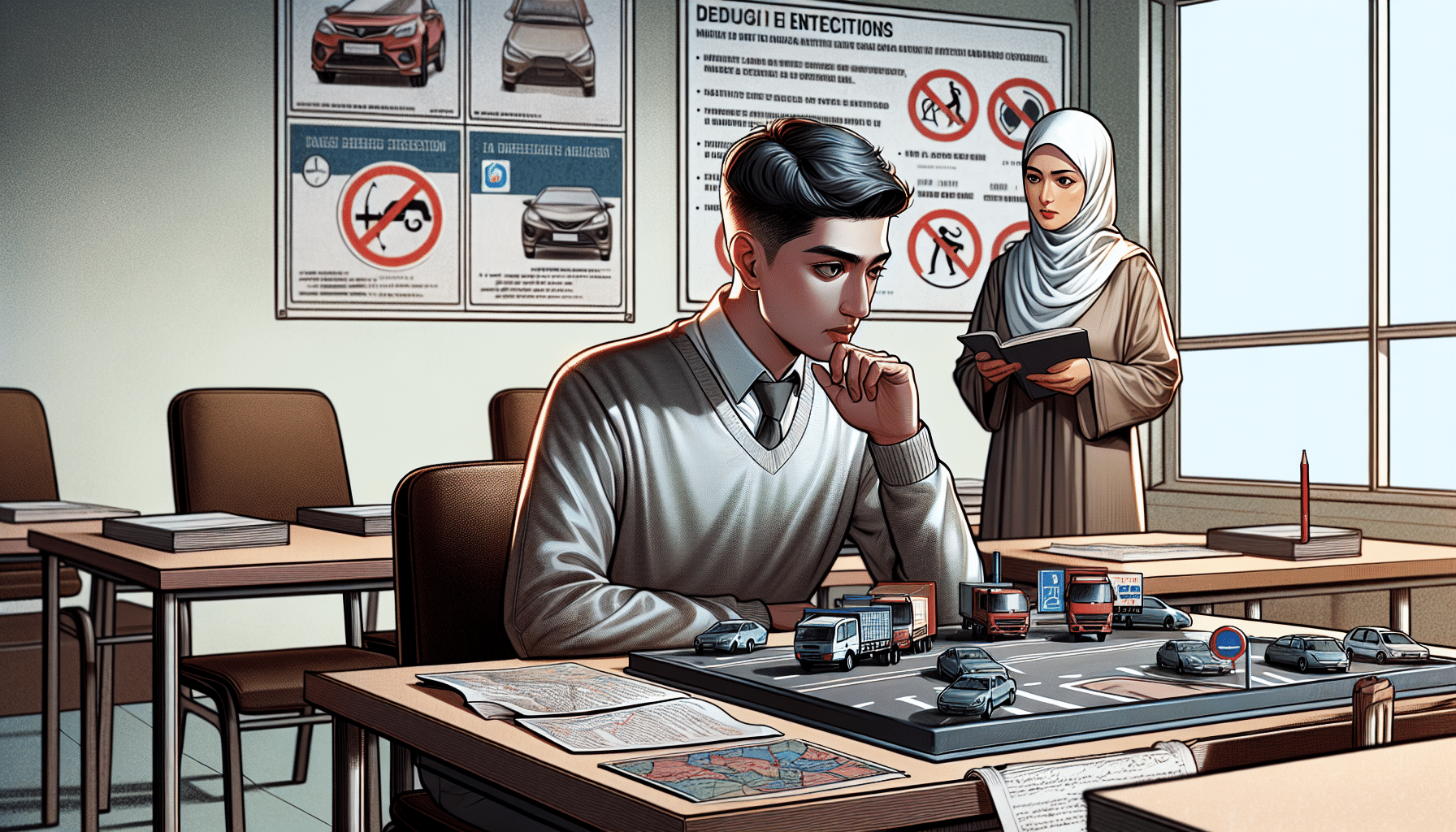 Illustration of a person attending traffic school