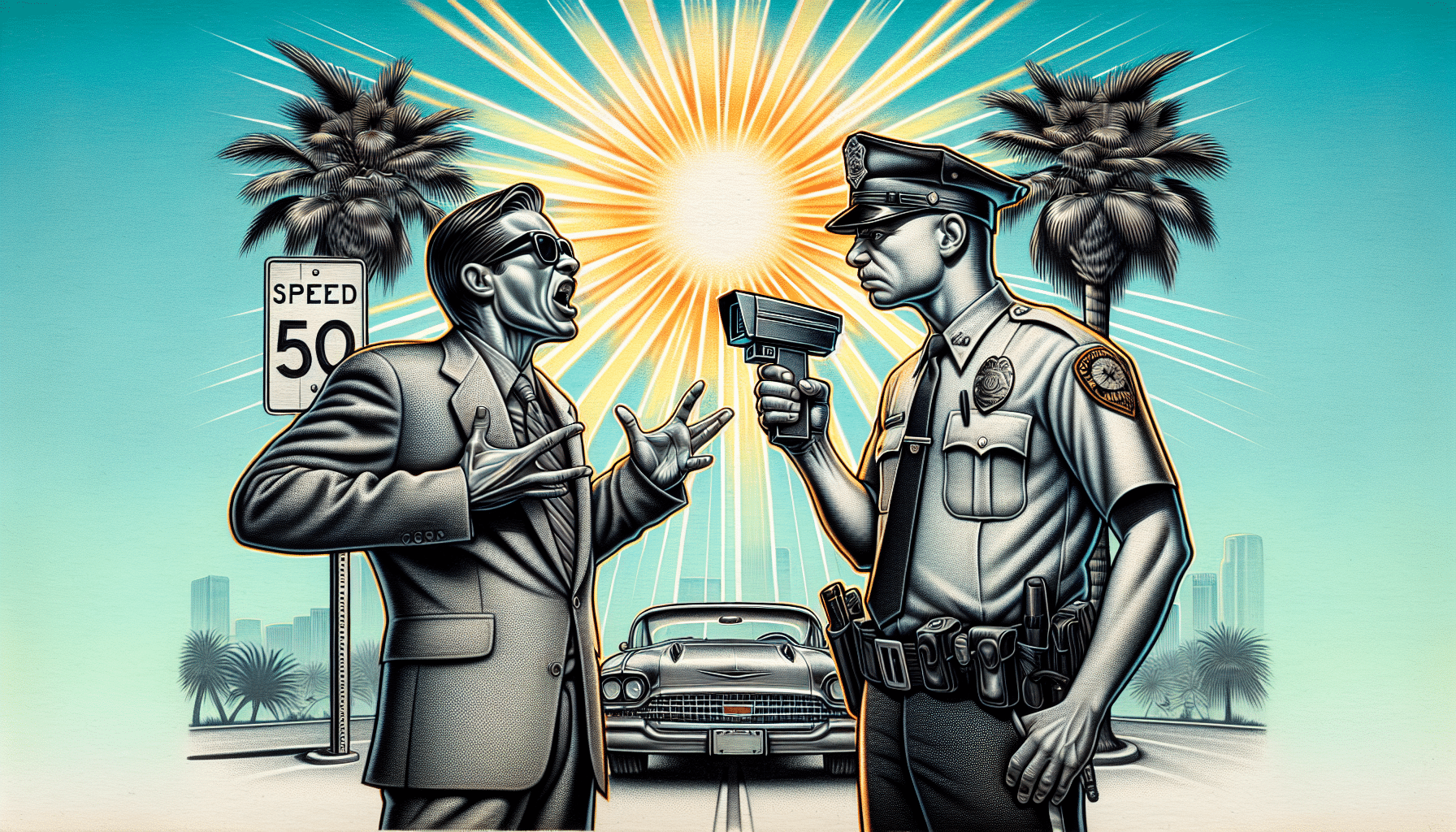Illustration of a person disputing a speeding ticket