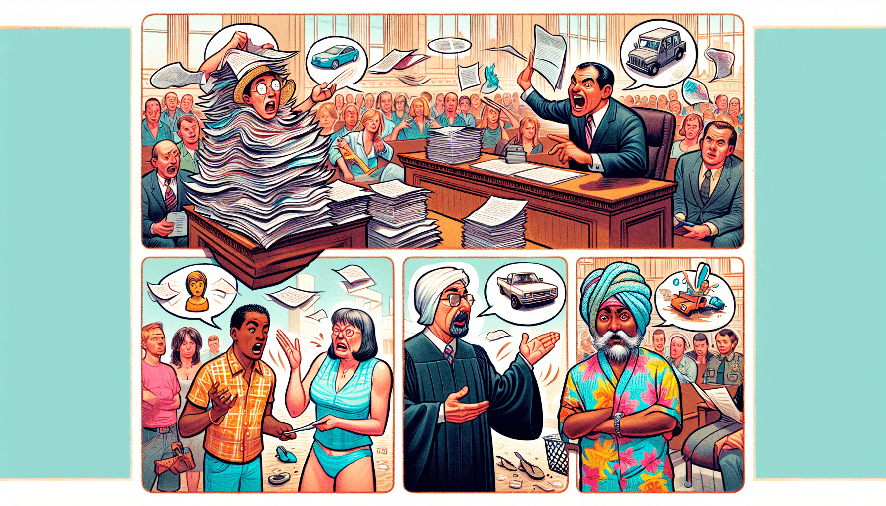 An illustration showing common mistakes people make in traffic court regarding speeding tickets.